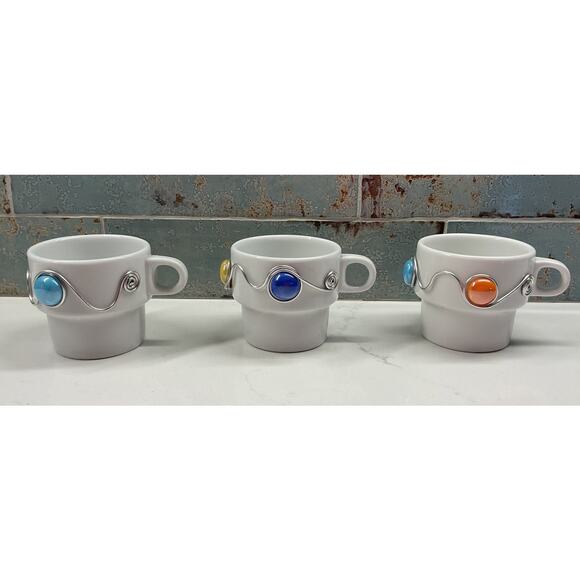 Upcycled Art Thomas Rosenthal Germany A22 Stackable Ceramic Mugs Set of 3 - Picture 6 of 15